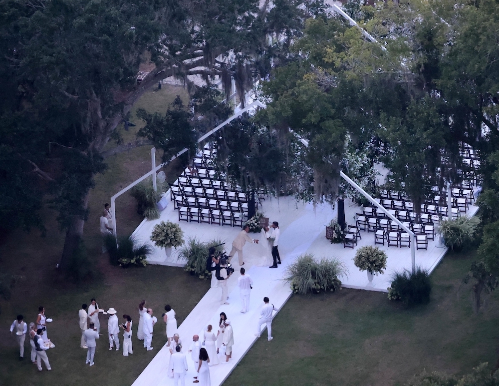 *PREMIUM-EXCLUSIVE* Jennifer Lopez marries Ben Affleck (again!) wearing a stunning white wedding dress with a 20ft train