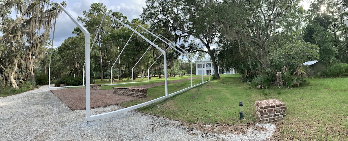 Lopez-Affleck wedding arch completion Completion of arch structure for J-Lo and Ben Affleck wedding